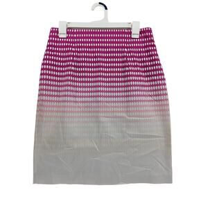 Worthington Dot Print Pencil Skirt 10P Pink White Petite Knee Back Zipper Stripe